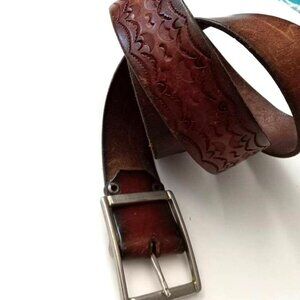 Vintage Handcrafted Leather Belt with Patterns Antique Menswear Office